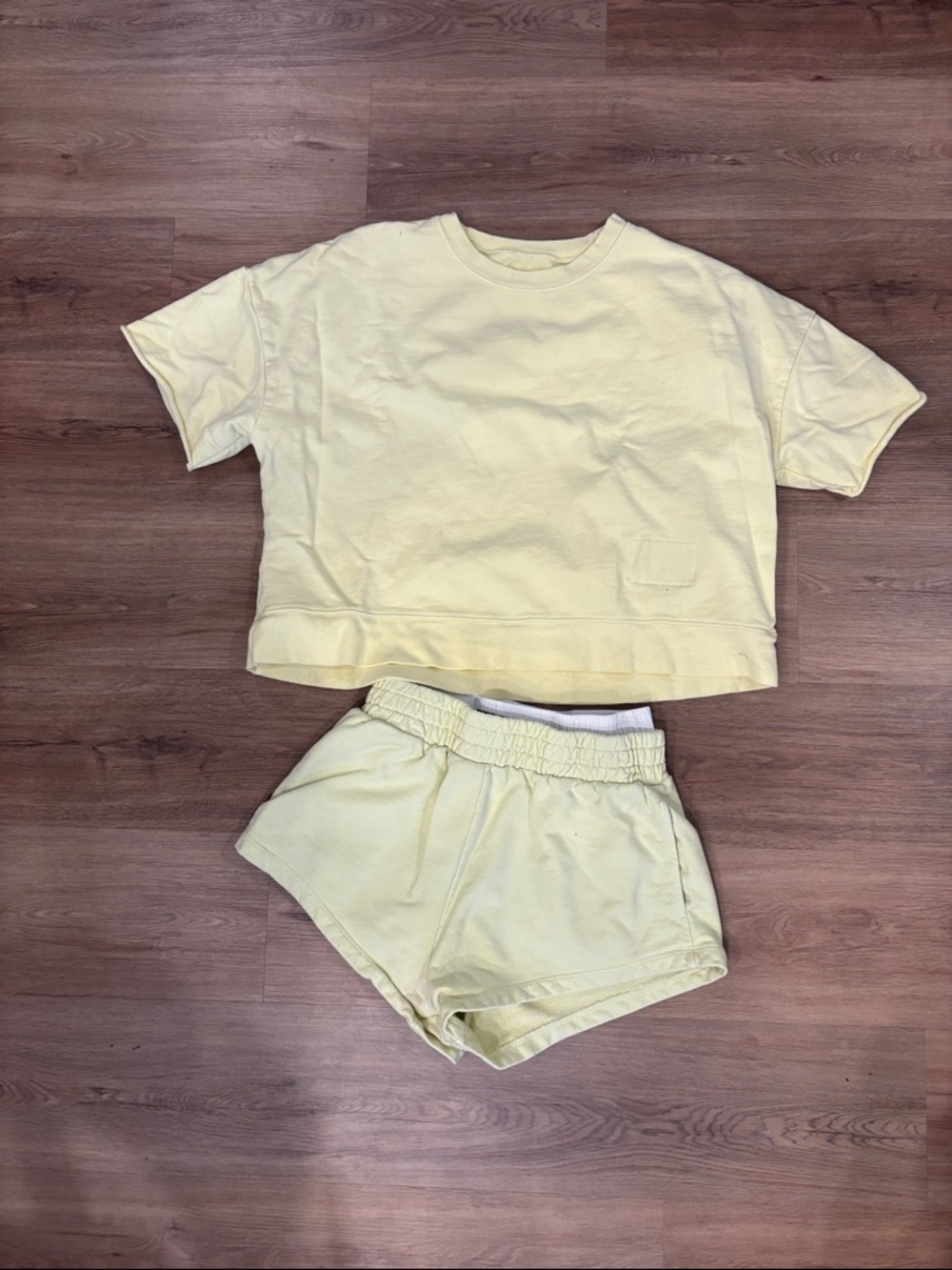 Daily Drills Pale Yellow Lounge Tee and Shorts Set